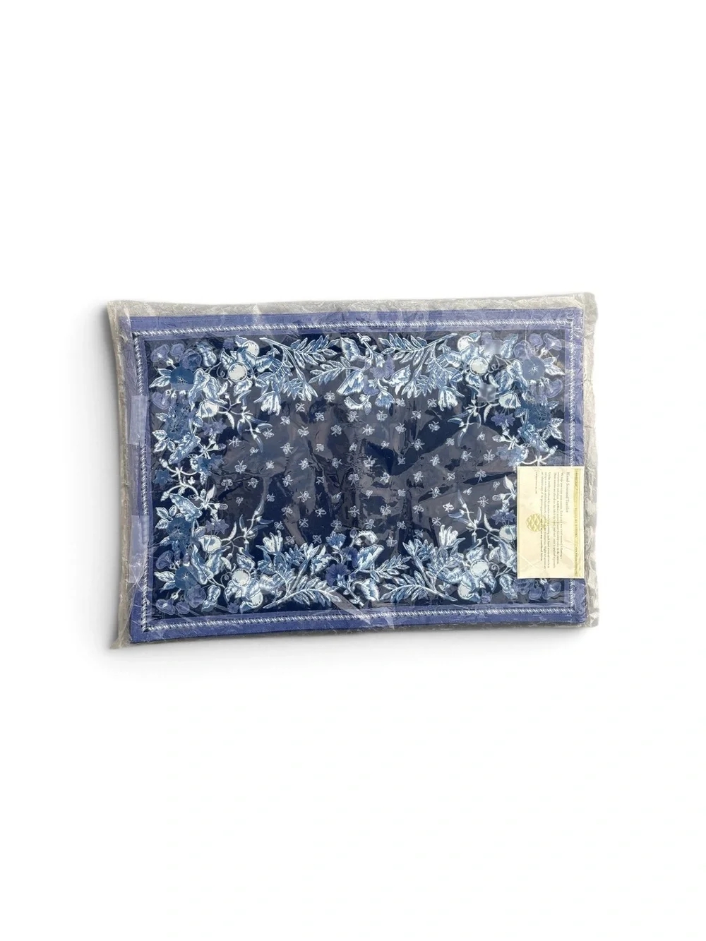 Williams Sonoma Placemats Set 4 Blue Hand Screened NEW